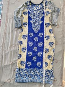 Straight Blue Velvet Kurta