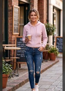 2) Chic & Cozy ☕️ Pink Hoodie & Distressed De