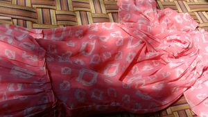 Charming Pink Dress Material with White Print