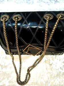 Chic Black Patent Chain Bag