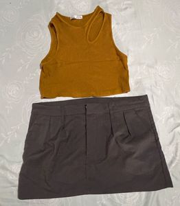 set Mustard Tank Top & H&M skirt