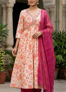 Elegant Floral Print Kurta Set