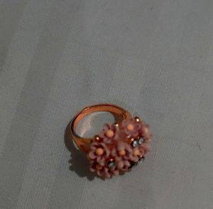 Pink Floral Ring/Golden /New /Light Weight/Trendy