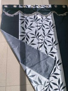 Leaf Print Curtain in Back and White - 2 Pieces