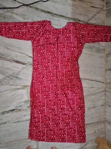 Red Printed Kurta