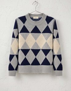 Argyle Patterned Knit Sweater
