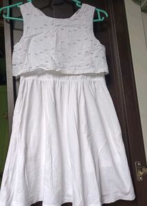 White Eyelet Top Layered Dress