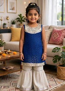 Blue Kurta Sharara Set for Girls