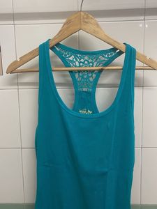 Teal Racerback Tank Top with Lace Detail