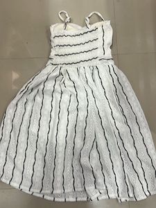 Striped Lace Dress with Bow