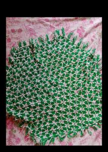 Handmade Green &amp; White Crochet Blanket