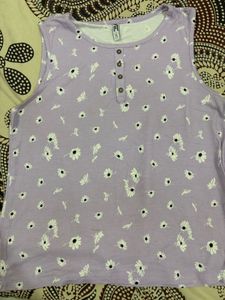 Lavender Floral Henley Tank Top