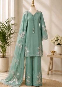 Silk Teal Kurta Set with Dupatta