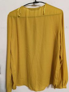 Zara Mustard Yellow Blouse with Tie Neck