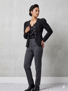 Chic Black Cropped Jacket with Puffed Sleeves