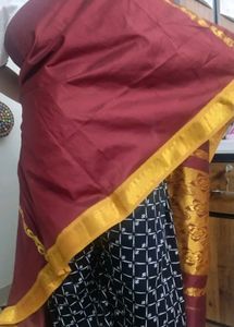 Elegant Maroon &amp; Golden Saree