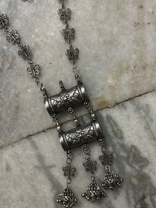 Oxidized Silver Butterfly Necklace