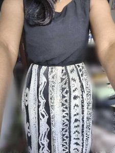 Long Black N White Trendy Western Dress