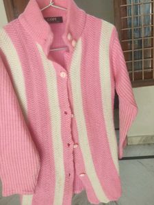 Pink &amp; Cream Striped Cardigan