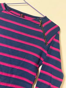 Blue &amp; Pink Striped Long Sleeve Top