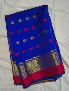 Royal Blue Saree with Gold Motifs