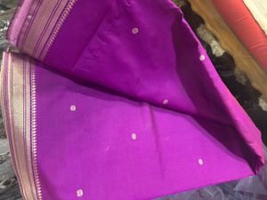 Vibrant Purple Silk Saree with Gold Border