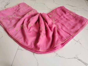 Elegant Pink Embroidered Saree