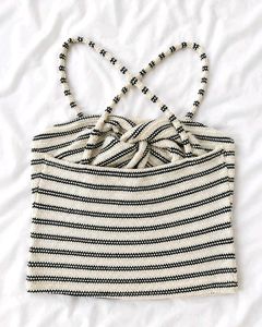 Striped Twist Front Crop Top