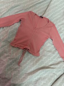 Cute Pink Long Sleeve Tank Top