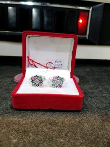 Colorfull Stone Toerings Pure Silver (Wt: 5.44gm)