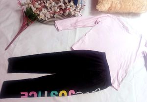 Very Beautiful Girls Pink Top And Legging