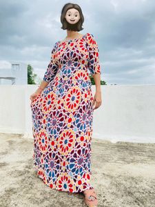 Vibrant Geometric Print Maxi Dress