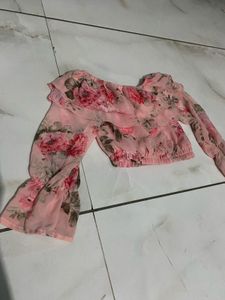 Chic Floral Ruffle Off-Shoulder Top