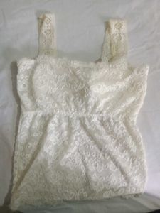 sheer paded White Lace top