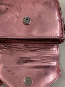 Pink Metallic Star Clutch Bag