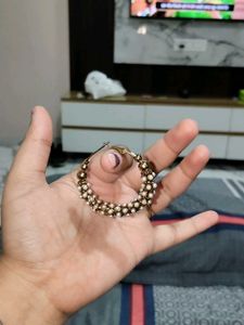 Gold Pearl Hoop Earrings