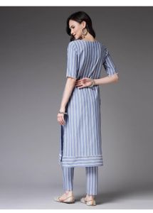 Blue Striped Kurta Set