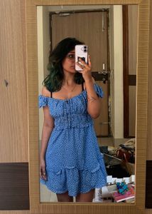 Blue and white short dress