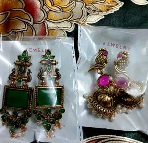 Beautiful Oxidised Gold Designer Earrings Combo