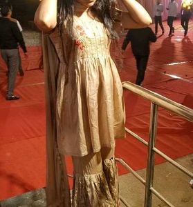 Elegant Beige Kurta with Sharara