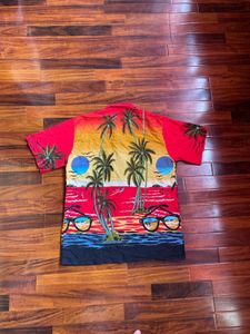 Oversized Red Sunset Hawaiian Shirt with Sunglasse