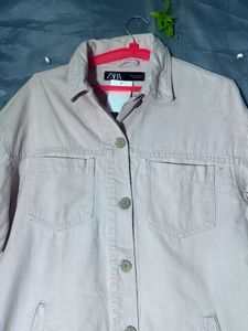 Zara  pink Denim shacket  Jacket