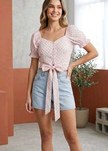 Cute Pink Patterned Crop Top