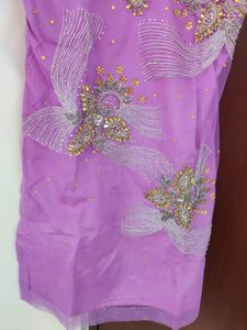 Party Wear Purple Net Suit