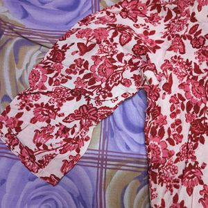 Floral Casual Print Maroon Kurti