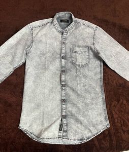 Men Chinese Color Charcoal Dual Shade Shirt