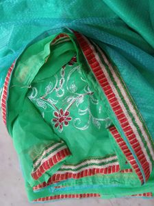 Green Dupatta with Border