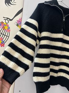 Striped Zip-Up Sweater