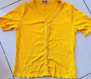 Ribbed Button-Up Crop Top