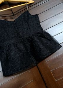 Faballey Party Chic Black Peplum Top
